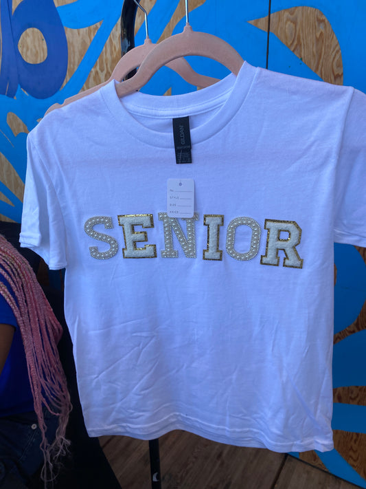 Senior Shirts with Pearl letters