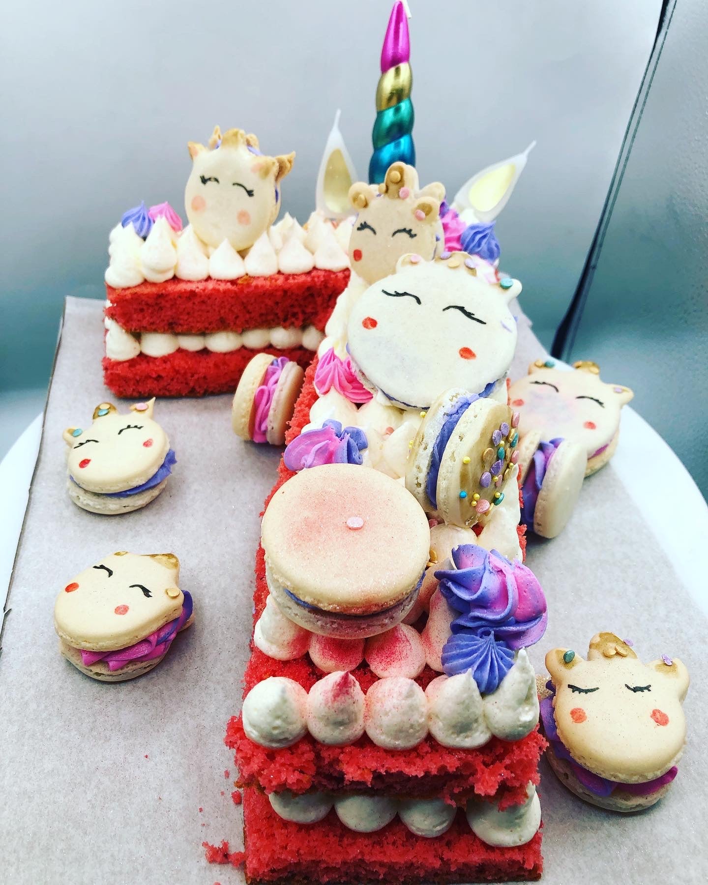 Unicorn themed number cake
